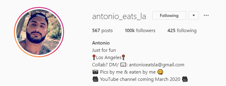 Antonio Eats LA Instagram