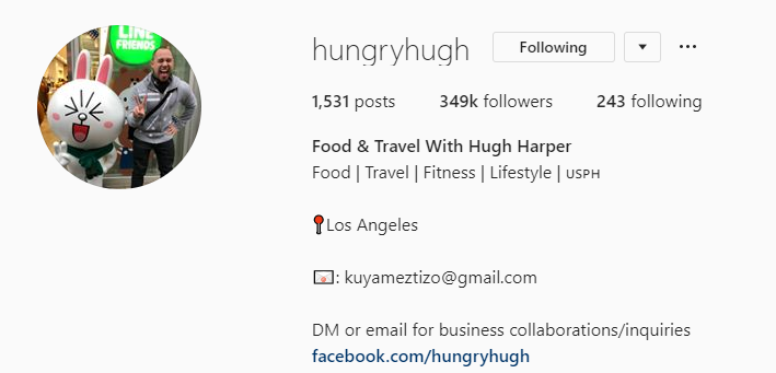 Hungry Hugh Instagram