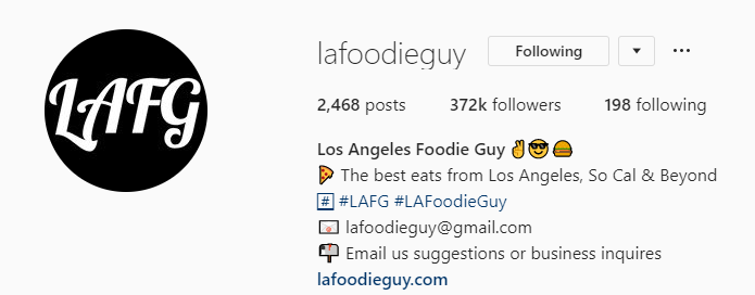 LA Foodie Guy Instagram