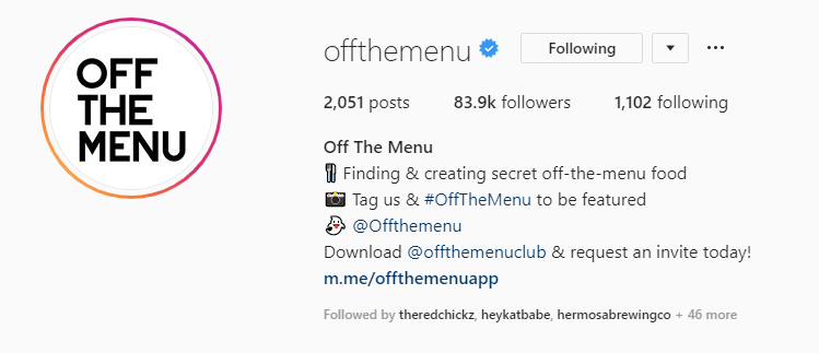 Off the Menu Instagram